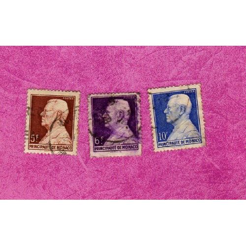 Lot De 3 Timbres Monaco Prince Louis Ii 1946