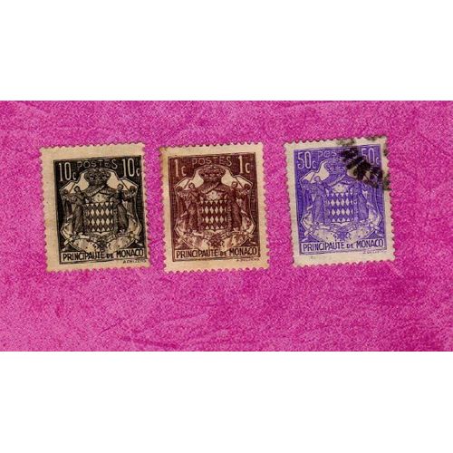 Lot De 3 Timbres Monaco Armoiries 1924
