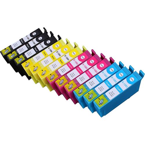 12 x Cartouche d'encre avec puce compatible Epson C13T12854010, T1285 pour imprimantes  Stylus Office BX305FW, Stylus Office BX305FW Plus, Stylus S22, Stylus SX125, Stylus SX130, Stylus SX230, Styl