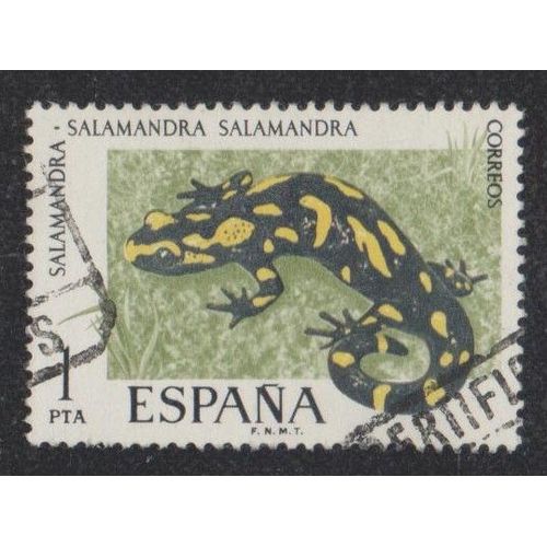 Timbre D'espagne N°1916 Y&t 1 P. Polychrome Faune Animaux Amphibies Salamandre
