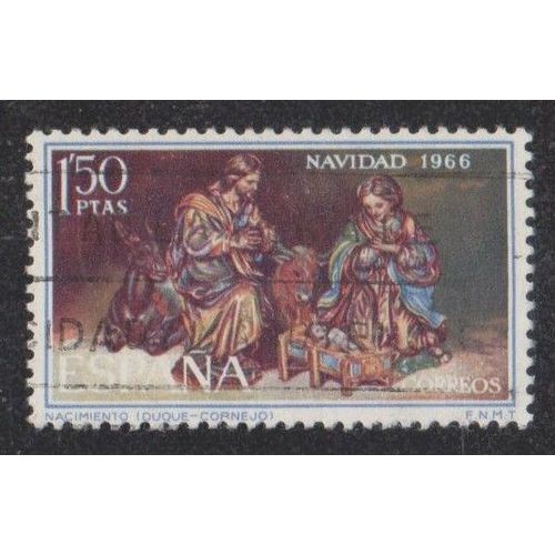 Timbre D'espagne N°1425 Y&t 1,50 P. Polychrome Noël Nativité