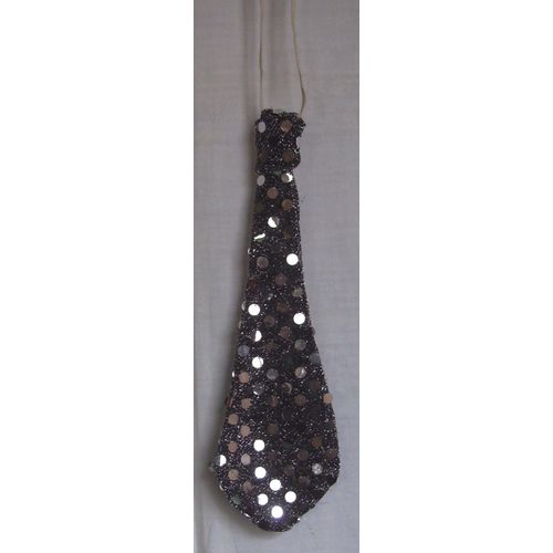 Cravate À Paillettes Argentées