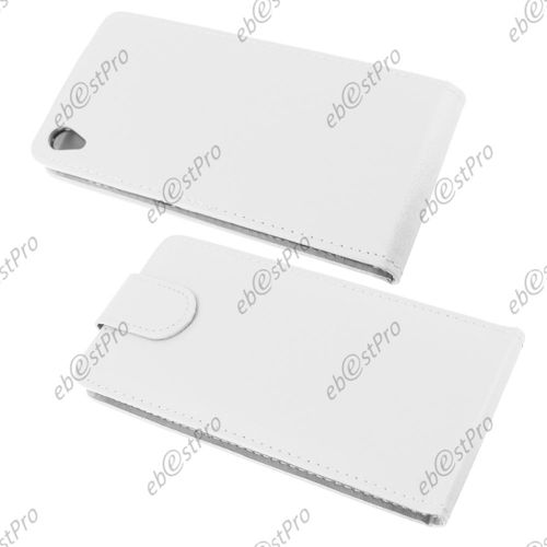 Ebeststar ® Pour Sony Xperia Z3 D6603 Coque Housse Etui Simili Cuir Rabattable + Film Protecteur D'écran, Couleur Blanc