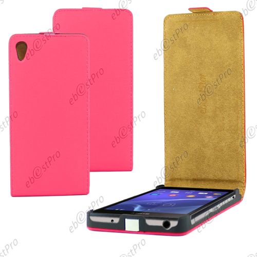 Ebeststar ® Housse Coque Etui En Pu Cuir À Rabat Ultra Fine (Slim Case) + Film Protection D'écran Pour Sony Xperia Z2 D6502, D6503, D6543, Couleur Rose