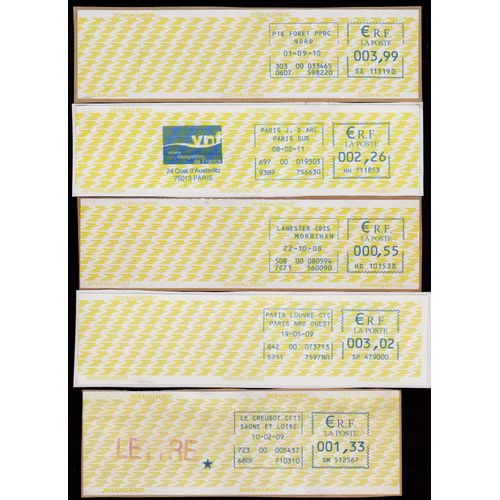 Lot De 5 Vignettes Obliteres Avec Taxe Distributeur Poste