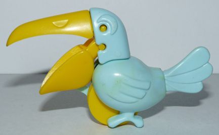 Kinder Ancien (Animaux ) - Année 1994 - K95 N. 103 / K95n103 : L'oiseau Couleur Bleu Ciel ( Pélican ? ) Sur Grosse Roue Jaune