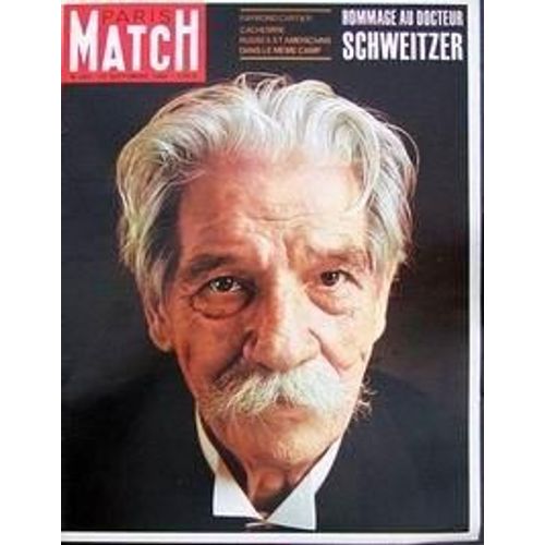 Paris Match N° 858 Du 18/09/1965 - Hommage Au Docteur Schweitzer. Raymond Cartier - Cachemire - Russes Et Americains Dans Le Meme Camp. Albert Schweitzer De Gaulle Derriâ¿Re Le Rideau De Fer, La Vague Beatle Geneviâ¿Ve Bujold La Guerre Au Cachemir...