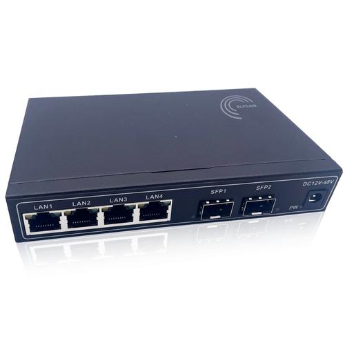 Elfcam® - Gigabit Ethernet Switch avec 2 SFP Ports et 4 Ports Ethernet 10/100/1000Mbps, Plug & Play Non Géré, Métal Robuste (2 Ports SFP)