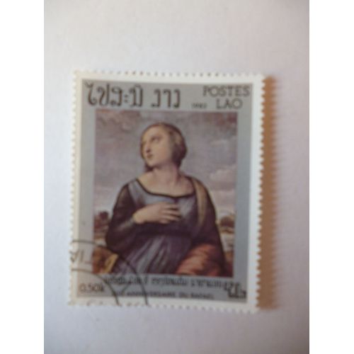 Timbre "Laos:500 Ans Du Peintre Raphaël".