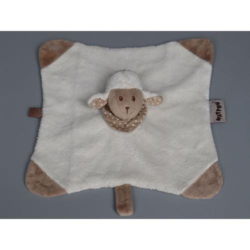 Doudou Mouton Plat Blanc Beige Nattou