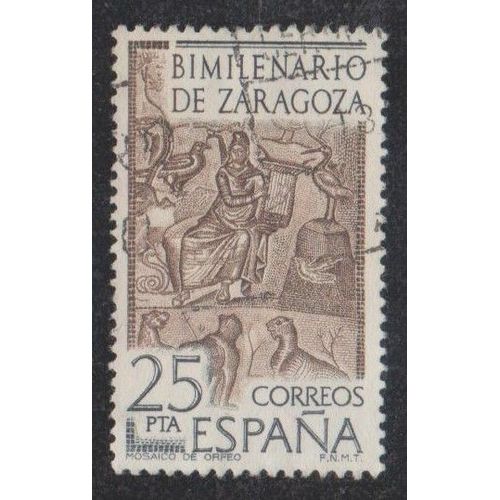 Timbre D'espagne N°1967 Y&t 25 P. Multicolore Bimillénaire De Saragosse Sujets Divers Mosaïque D'orfeo