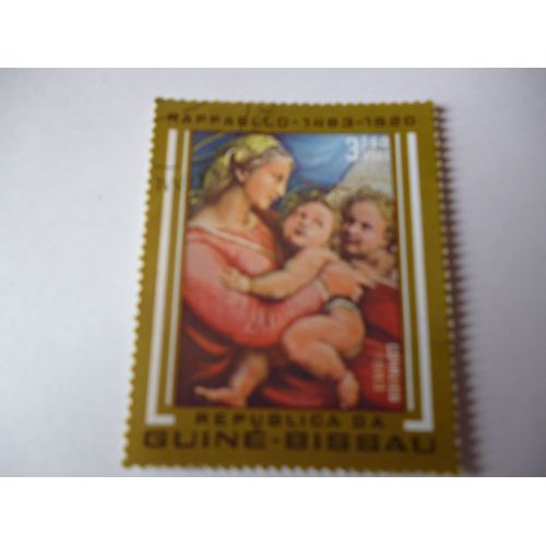 Timbre "Guine Bissau 1983:Raphaël 1483-1520 :Vierge À L'enfant".
