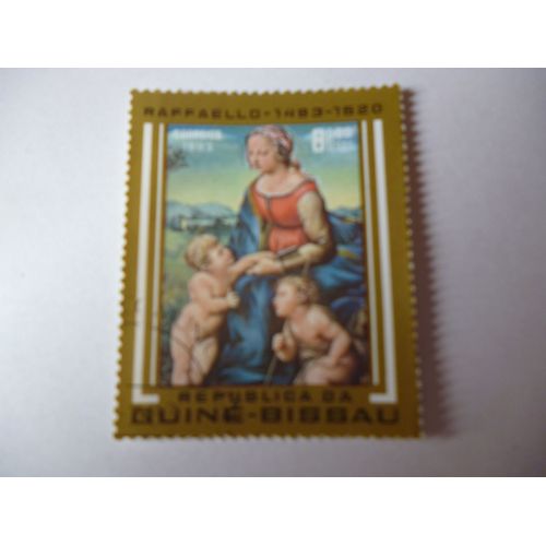 Timbre "Guine Bissau 1983:Raphaël 1483-1520 :Vierge À L'enfant".
