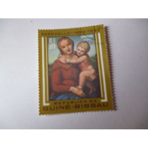 Timbre "Guine Bissau 1983:Raphaël 1483-1520 :Vierge À L'enfant".