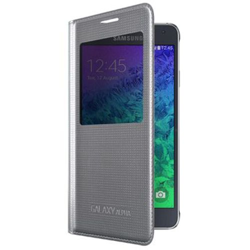 Housse Etui Latéral Blanc S View Cover Samsung Galaxy Alpha