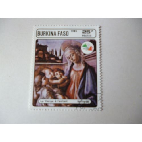 Timbre "Burkina Faso 1985:Botticelli:Vierge À Lenfant".
