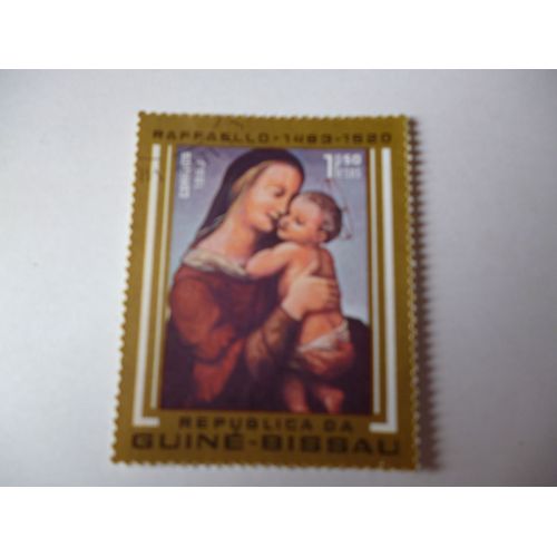 Timbre "Guine Bissau 1983:Raphaël 1483-1520 :Vierge À L'enfant".