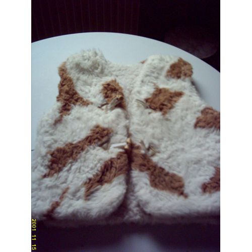 Doudoune Blanche Et Marron Fausse Peau 12 Mois