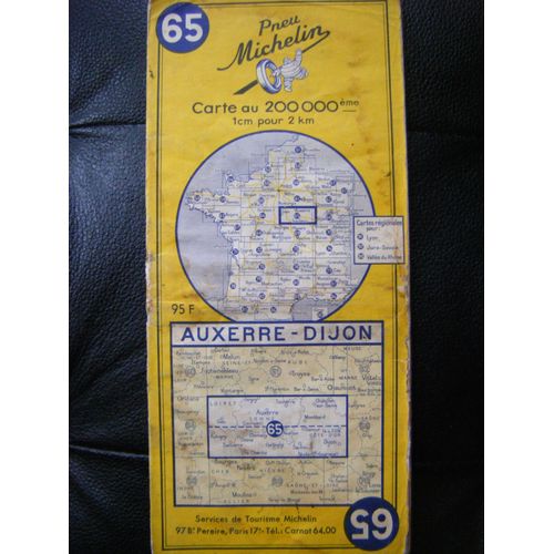 Carte Michelin N° 65 De 1955 - Auxerre - Dijon