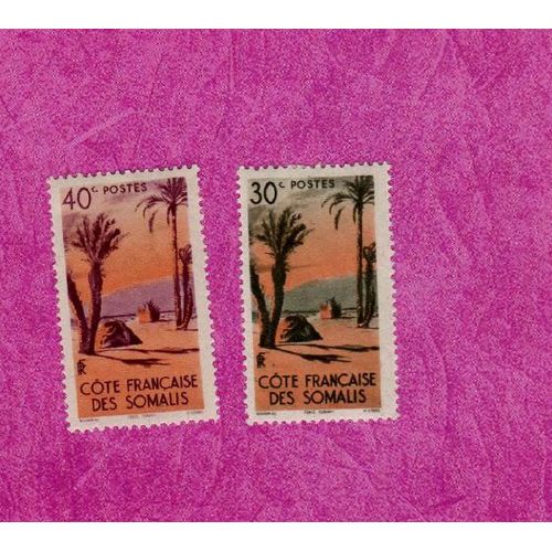 Lot De 2 Timbres Cote Francaise Des Somalis Tente Danakil 1947