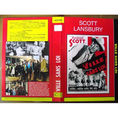 Tv Video.Jaquette Du Film.Ville Sans Loi (Western).Réalisation Joseph H Lewis Avec Randolph Scott Angela Lansbury Warner Anderson