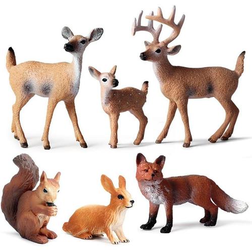 Lot De 6 Figurines Miniatures D'animaux De La For¿¿T - Motif Cerf - Jouet ¿¿Ducatif - D¿¿Coration De Gateau