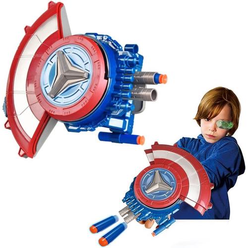 Avengers Captain America Bouclier d'¿¿jection de bouclier, bouclier souple Bullet Lanceur jouet, accessoire de cosplay cadeau pour les enfants, Bleu