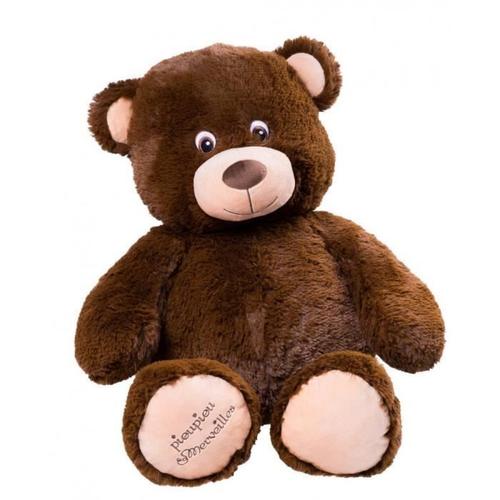 Peluche Géante Ours Augustin Chocolat 70cm - Made In France