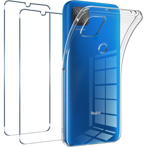 Hqselection® Coque Pour Xiaomi Redmi 9c Transparente Silicone En Gel Tpu Souple + 2 Verre Trempé Film Protection Écran - Anti Rayures - Ultra Résistant Dureté 9h