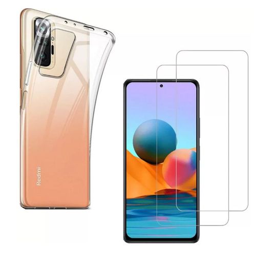 Hqselection® Coque Pour Xiaomi Redmi Note 10 Pro Transparente Silicone En Gel Tpu Souple + 2 Verre Trempé Film Protection Écran - Anti Rayures - Ultra Résistant Dureté 9h