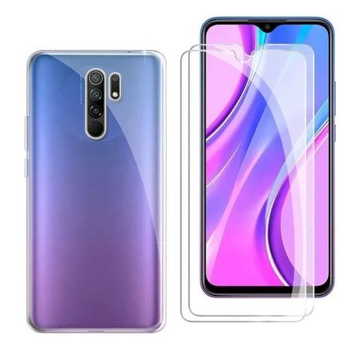 Hqselection® Coque Pour Xiaomi Redmi 9 Transparente Silicone En Gel Tpu Souple + 2 Verre Trempé Film Protection Écran - Anti Rayures - Ultra Résistant Dureté 9h