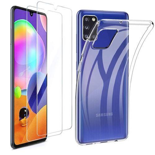 Hqselection® Coque Pour Samsung Galaxy A31 Transparente Silicone En Gel Tpu Souple + 2 Verre Trempé Film Protection Écran - Anti Rayures - Ultra Résistant Dureté 9h