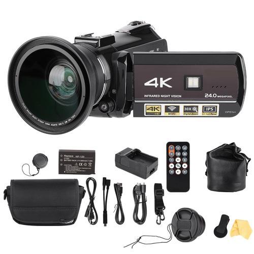 Yagri Caméscope à caméra vidéo, AC3-IPS, écran tactile 4K UHD WiFi 30X à zoom numérique de 3,1 pouces, capteur CMOS haute sensibilité de 13 millions, caméra YouTube Vlogging(EU Plug)