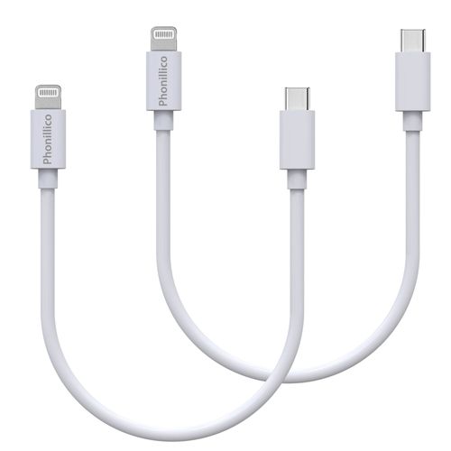 Lot 2 Cables 20cm Usb-C Lightning Chargeur Blanc Pour Iphone 12 / 12 Mini / 12 Pro / 12 Pro Max / 11 / 11 Pro / 11 Pro Max / Se Phonillico®