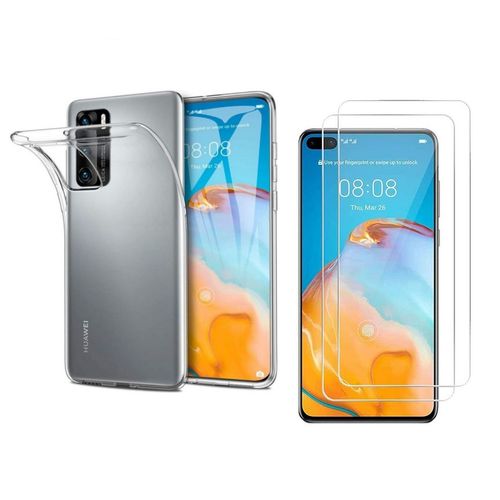 Hqselection® Coque Pour Huawei P40 Transparente Silicone En Gel Tpu Souple + 2 Verre Trempé Film Protection Écran - Anti Rayures - Ultra Résistant Dureté 9h