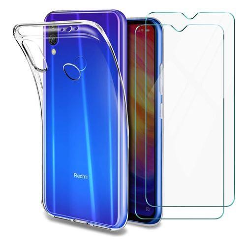 Hqselection® Coque Pour Xiaomi Redmi 7 Transparente Silicone En Gel Tpu Souple + 2 Verre Trempé Film Protection Écran - Anti Rayures - Ultra Résistant Dureté 9h