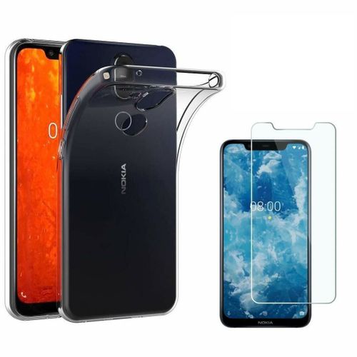 Hqselection® Coque Pour Nokia 8,1 Transparente Silicone En Gel Tpu Souple + 2 Verre Trempé Film Protection Écran - Anti Rayures - Ultra Résistant Dureté 9h