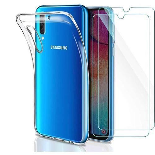 Hqselection® Coque Pour Samsung Galaxy A50 Transparente Silicone En Gel Tpu Souple + 2 Verre Trempé Film Protection Écran - Anti Rayures - Ultra Résistant Dureté 9h