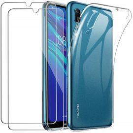 Hqselection® Coque Pour Huawei Y6 2019 Transparente Silicone En Gel Tpu Souple + 2 Verre Trempé Film Protection Écran - Anti Rayures - Ultra Résistant Dureté 9h