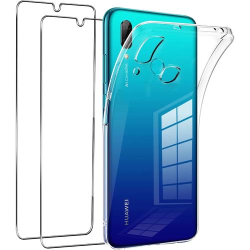 Hqselection® Coque Pour Huawei P Smart 2019 Transparente Silicone En Gel Tpu Souple + 2 Verre Trempé Film Protection Écran - Anti Rayures - Ultra Résistant Dureté 9h