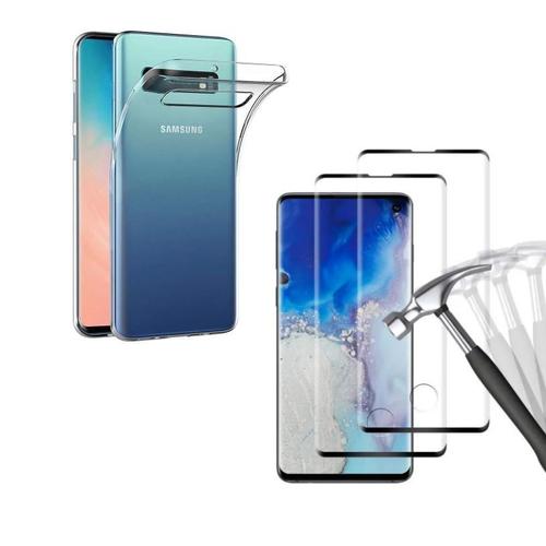 Hqselection® Coque Pour Samsung Galaxy S10 Transparente Silicone En Gel Tpu Souple + 2 Verre Trempé Film Protection Écran - Anti Rayures - Ultra Résistant Dureté 9h