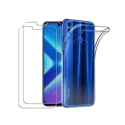 Hqselection® Coque Pour Huawei Honor 8x Transparente Silicone En Gel Tpu Souple + 2 Verre Trempé Film Protection Écran - Anti Rayures - Ultra Résistant Dureté 9h