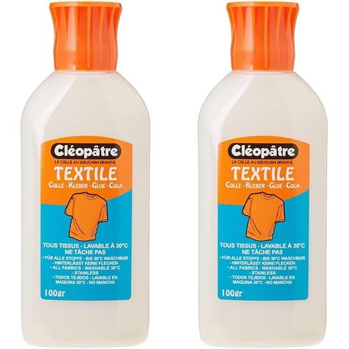 100x - Clo'textile - Colle Avec Embout De Prcision Transparente Pour Textiles - Flacon 100 G Blanc (Lot De 2)
