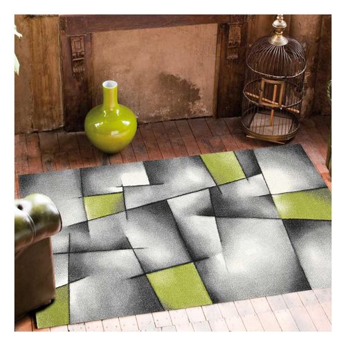 Tapis Salon 120x170 Tissé Vert Rectangle Motif Géométrique Par 3d