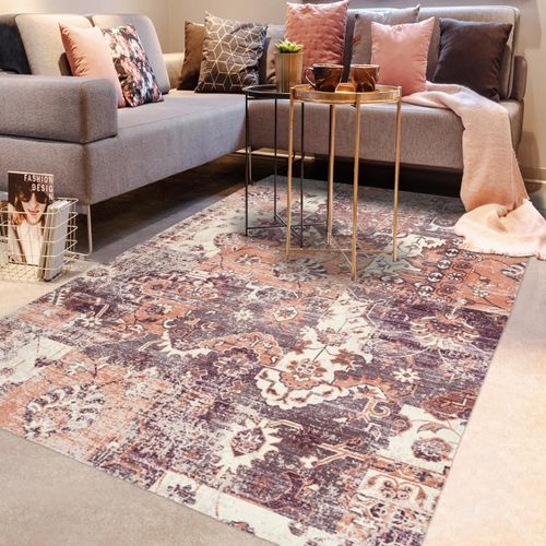Tapis Chambre 120x170 Tissé En Coton Rose Et Blanc Rectangle Danding