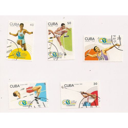 Cuba - Sports 5 Timbres Oblitérés Habana 92