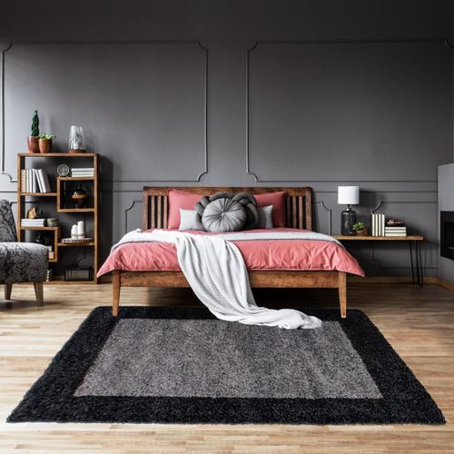Tapis Shaggy Shaggy Fuz Noir 100x200 Oeko Tex® En Polypropylène Doux Et Soyeux