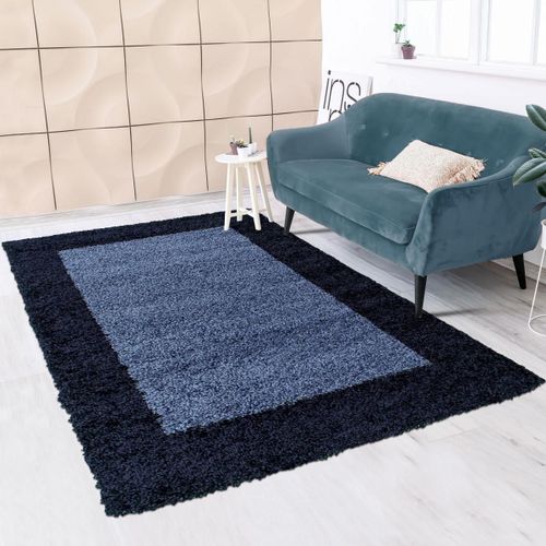 Tapis Shaggy Shaggy Fuz Bleu 100x200 Oeko Tex® En Polypropylène Doux Et Soyeux