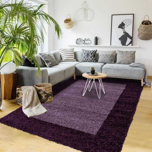 Tapis Shaggy Shaggy Fuz Violet 100x200 Oeko Tex® En Polypropylène Doux Et Soyeux