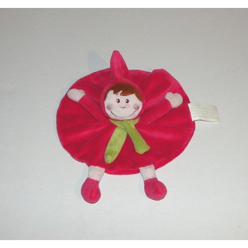 Doudou Lutin Chaperon Rouge Peluche Ronde Rose Fushia Kimbaloo 